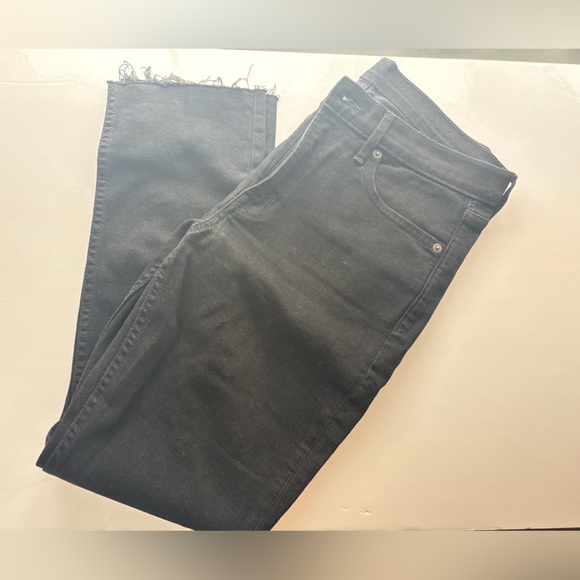 Gap Vintage Slim Mid Rise Black Jeans Size 28 Raw Hem - Picture 2 of 9